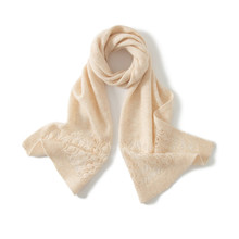 秋冬新款纯色羊绒围脖现货女式平纹保暖长方形镂空气质山羊绒围巾