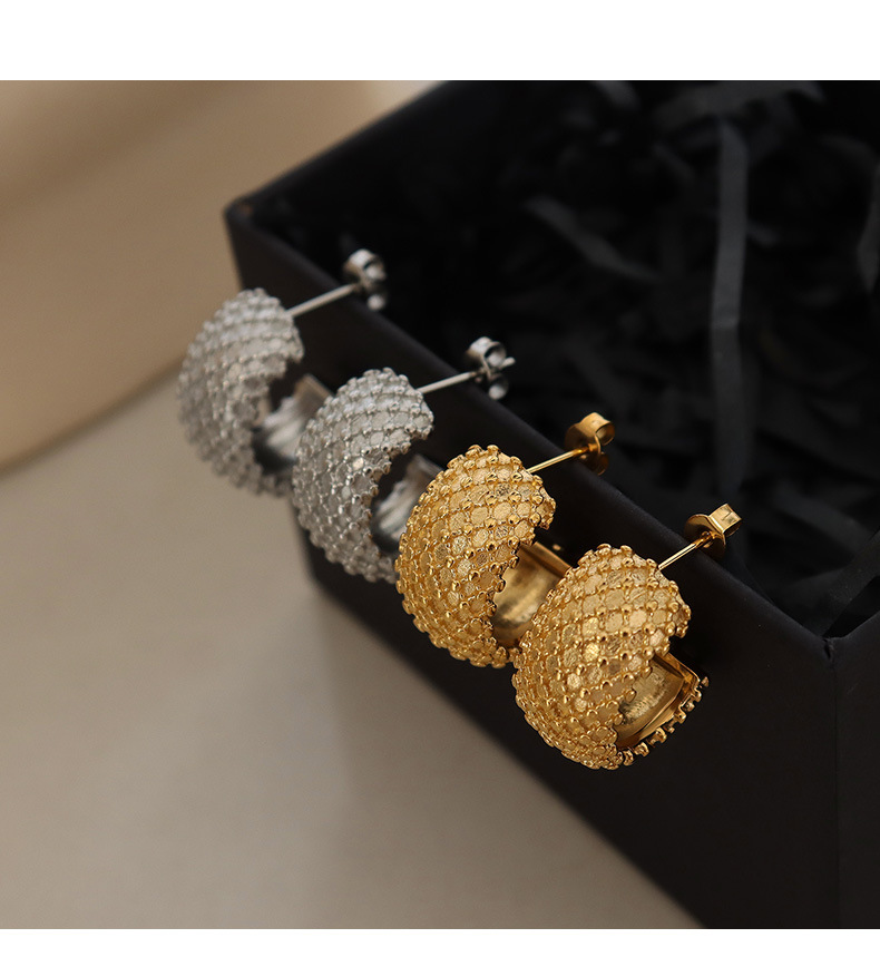 Fashion C- Shaped Cross Rhombus New Jewelry Earrings Titanium Steel