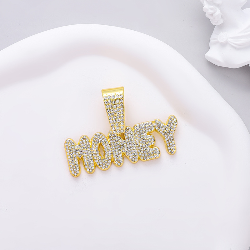 Nicho para hombres aleación ecológica hip-hop calles viento lleno de letras de cadena MONEY personalidad masculina collar cubano