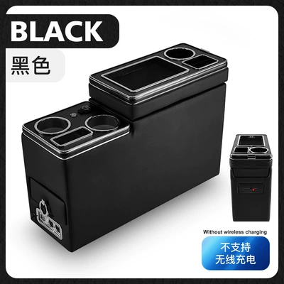 Suitable for modification of the central armrest box with handrest storage box for Toyota NOAH/VOXY60.70.80 series (Armrest box) - black-fourth-generation-drawer-usb-light