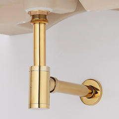 Horizontal anti-odor sewer pipe full copper face basin sump pump bounce core Wall-mounted sewer basin sink drain set