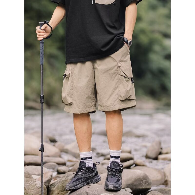 2025 New Trendy Stylish Hiking Shorts Summer Casual Pants Straight Stylish Trendy Hong Kong Style Versatile Mid-Length Pants