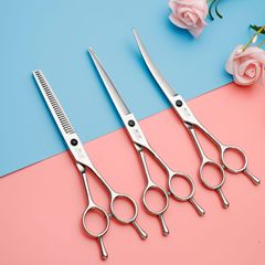 廠家批發寵物美容剪刀 7寸狗狗剪毛工具套裝專業修毛剪狗毛彎剪子