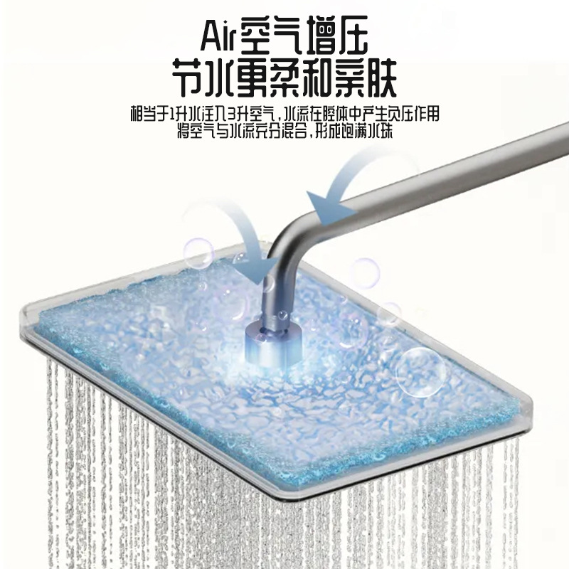 Juego de ducha de ducha, luz ambiental para el hogar, pantalla digital fría y caliente, pistola de baño de hotel sobrealimentada, juego de ducha de botón gris