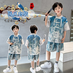 漢服男の子夏スーツ 2025 新中国風子供半袖古代スタイルリトル少年唐スーツ男の子大きな子供服