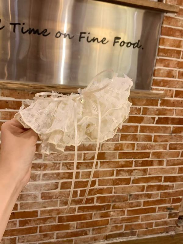 韩版蕾丝双层裙摆蝴蝶结发夹弹簧夹半扎发氛围感头饰甜美发饰|undefined