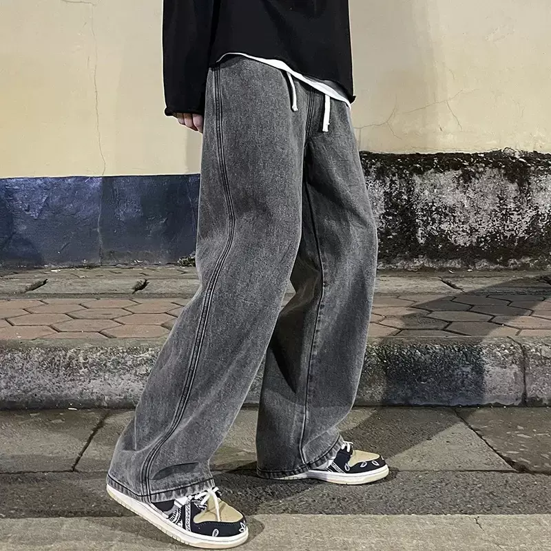 设计感牛仔裤男2024新款直筒宽松美式高街裤子春秋款潮牌oversize