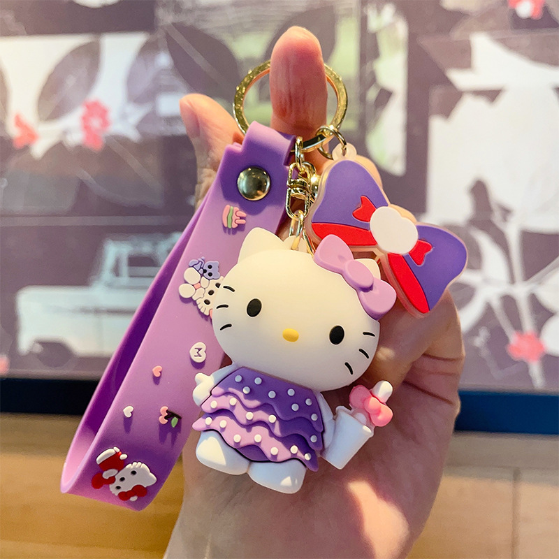 新しいkt猫のキーホルダーアニメPVC公仔猫のカバンのストラップの自動車のキーホルダーのアイデアプレゼント|undefined