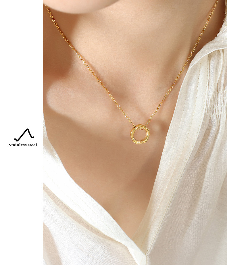 Fashion Round Titanium Steel Necklace Plating Stainless Steel Necklaces