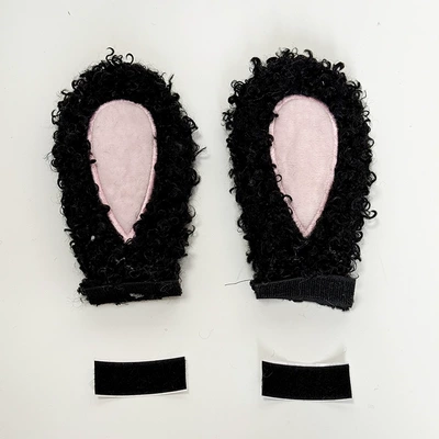 Motorcycle helmet men and women cute ears electric car motorcycle helmet decoration ski helmet ears rabbit ears children (Motosiklet dəbilqələri) - wool-roll-rabbit-ears-1-pair-black