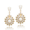 Metal fashionable earrings from pearl, Korean style, factory direct supply