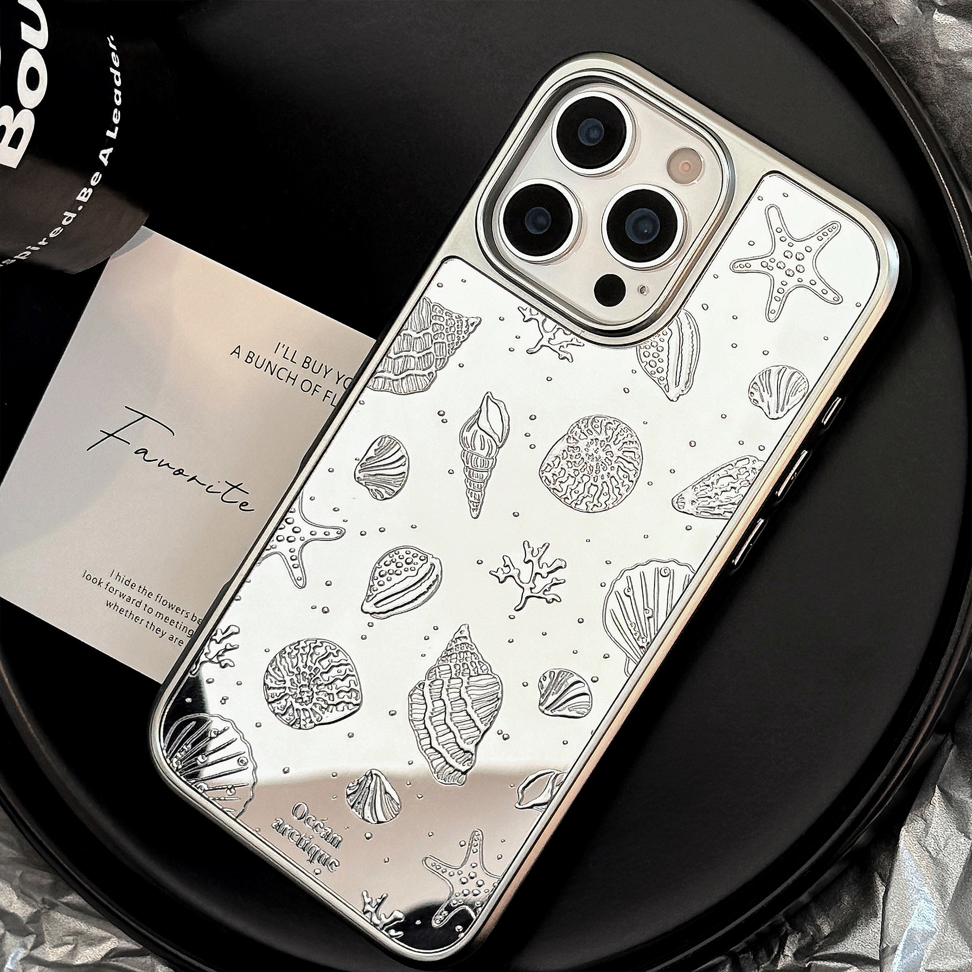 Funda para iPhone 17 con baño de oro electroplacado, diseño de estrella de mar, superficie de espejo, alta gama, rígida, compatible con Apple 16 Pro Max y 13/12