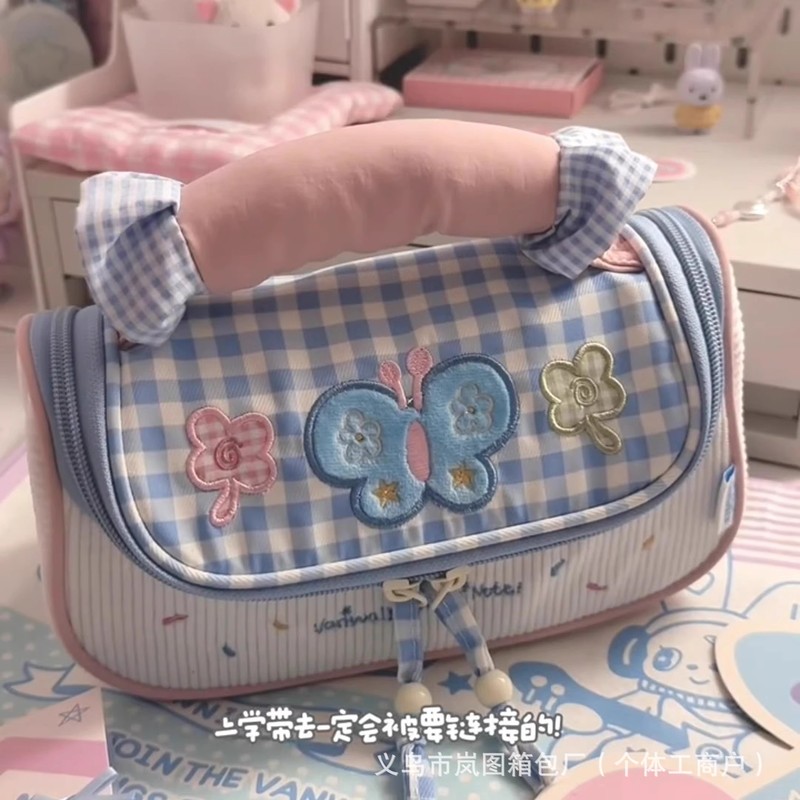 小红书同款草莓卷卷马卡龙笔袋高颜值大容量少女化妆包便携收纳包|undefined
