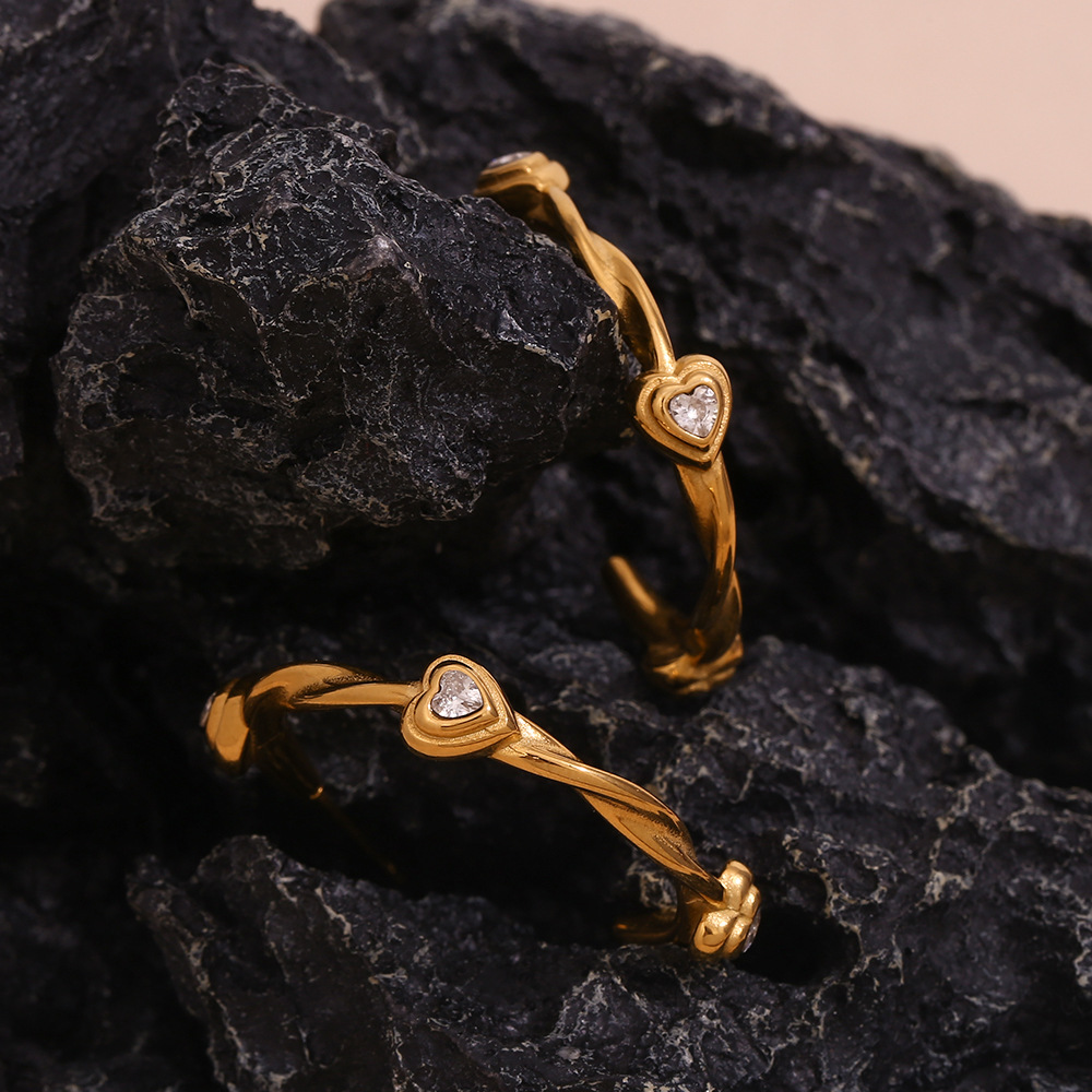 Plated 18K Gold Love Zircon Stainless Steel Earring