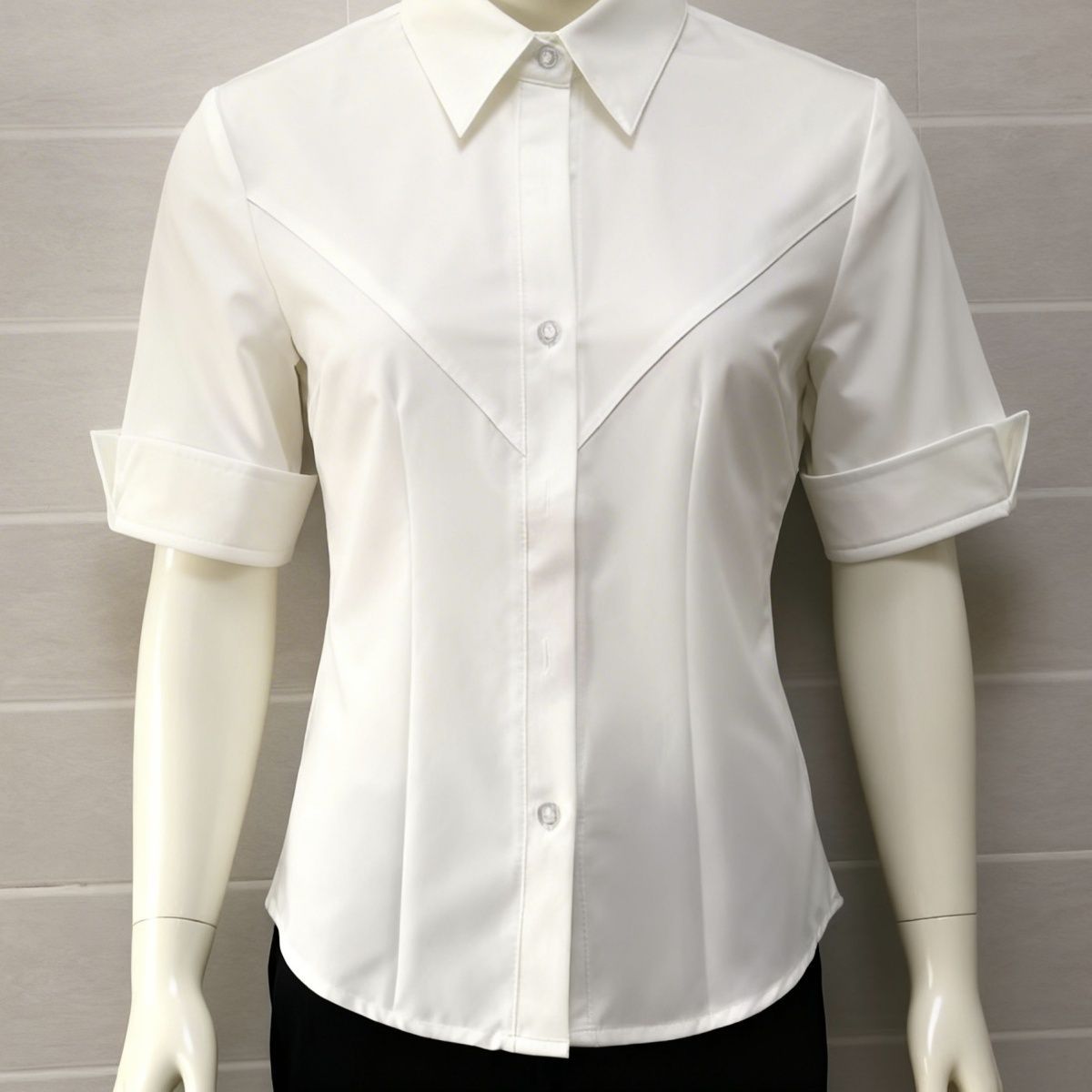 Little V-Neck Waist-Cinching Jk Shirt for Students, Slimming White Long-Sleeve Uniform, Trendy Short-Sleeve Shirt, Versatile Fitted Top