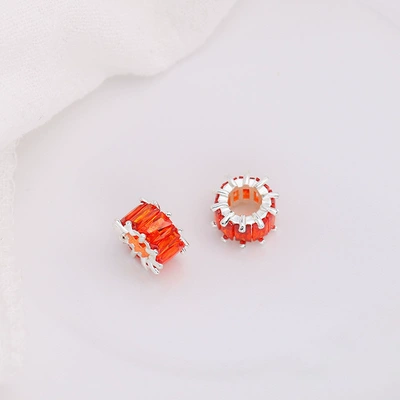 Zərgərlik ara hissələri – Accessories - silver-orange-red-zirconium-1-pack-10mm