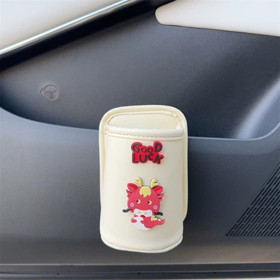 Car cup holder/beverage holder: Year of the Horse, Storage Bucket Placed - chenlong-off-white-tea-cup-storage-bucket