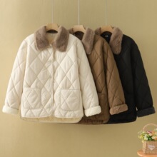 加棉中年短款小个子棉袄宽松外套中老年妈妈轻薄棉衣女装秋冬加绒
