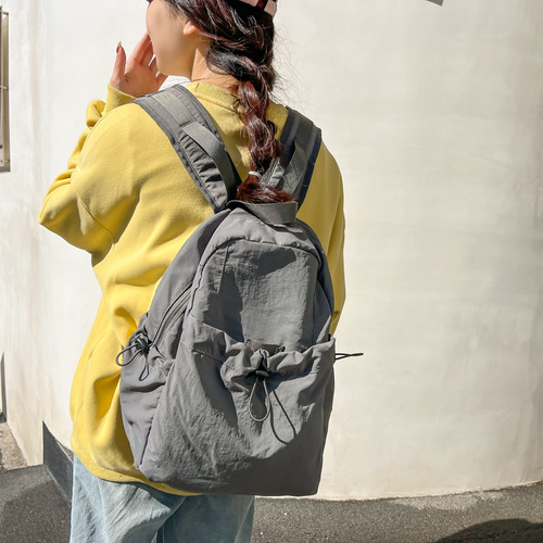 Large-capacity stylish niche casual minimalist solid-color lazy style versatile dual-shoulder bag short-trip travel backpack