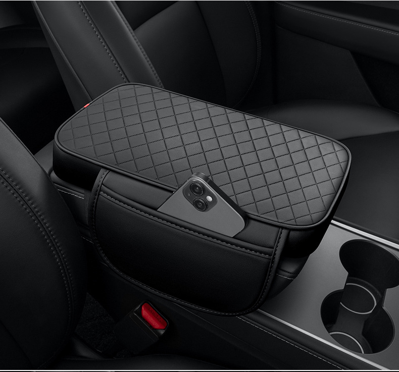 Car armrest box heightening pad, memory foam, double side pockets, storage bag, car armrest box pad, car armrest box pad cover