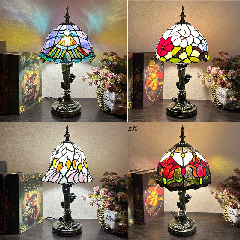 Bedroom Study Living Room Decoration European and American Style Pastoral Retro Tiffany Night Light Exquisite Handmade Glass Bedroom Study Living Room Decoration European and American Style Pastoral Retro Tiffany Night Light Exquisite Handmade Glass