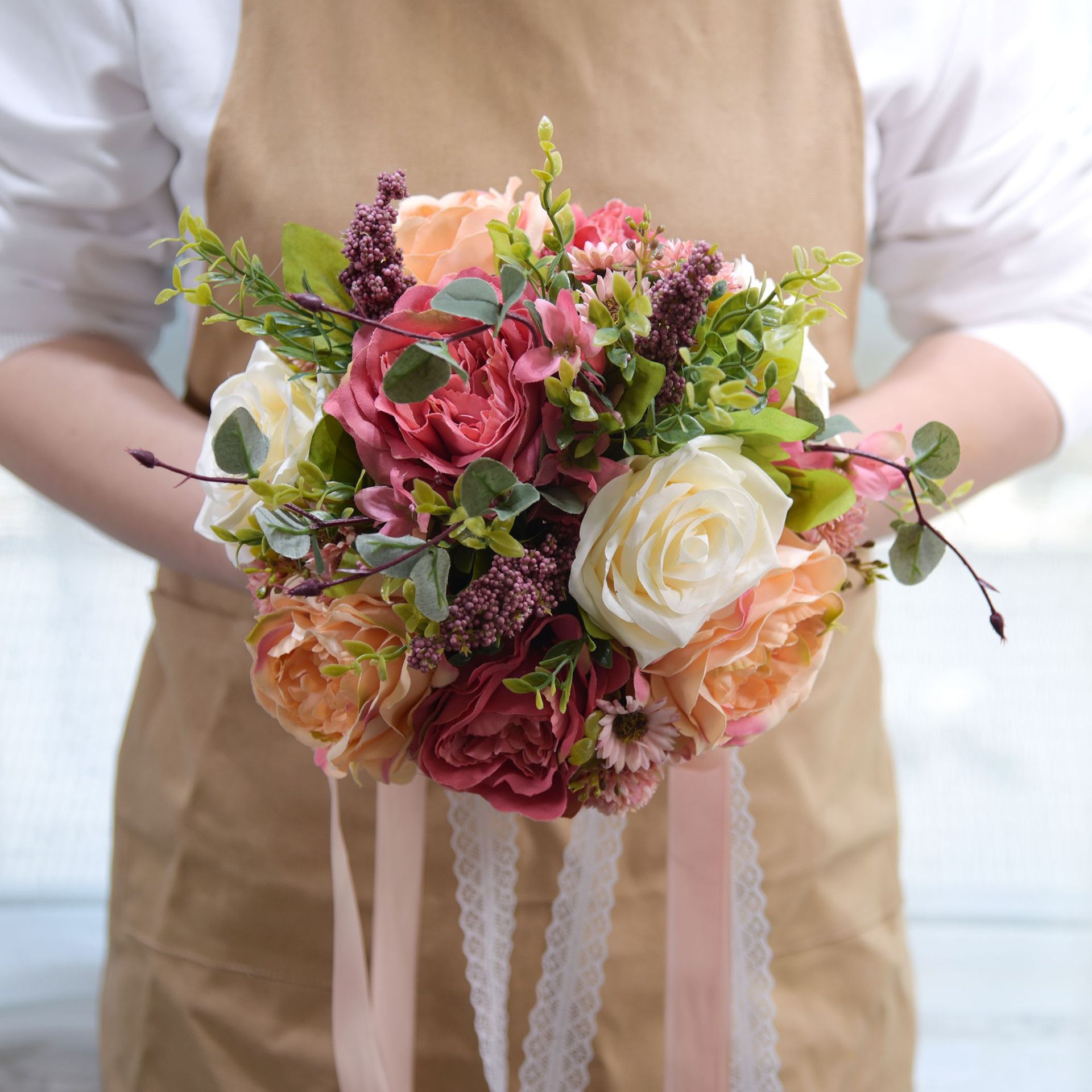 Eternal Angel 944 Bridal Wedding Supplies Style Simulated Roses Sisters Holding Bouquets