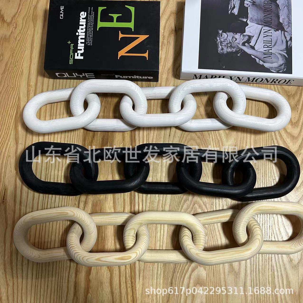 木制装饰木链条木质五环木链扣木链子木结桌面装饰摆件挂件工艺品
