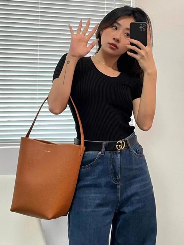 Therow ニッチポータブルバケットバッグ脇の下牛革トートバッグ大容量女の子高級ショルダーバッグ|undefined