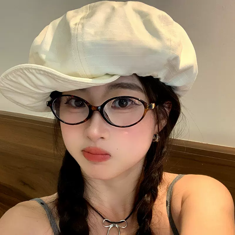 设计师八角云朵帽女春秋季日系贝雷画家帽英伦风显脸小棉麻报童帽