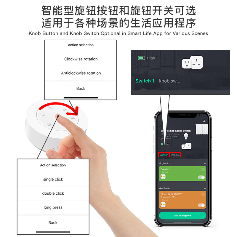 Graffiti ZigBee botón inteligente interruptor de botón de la escena inalámbrico pegatinas gratis escena del hogar inteligente interruptor de atenuación