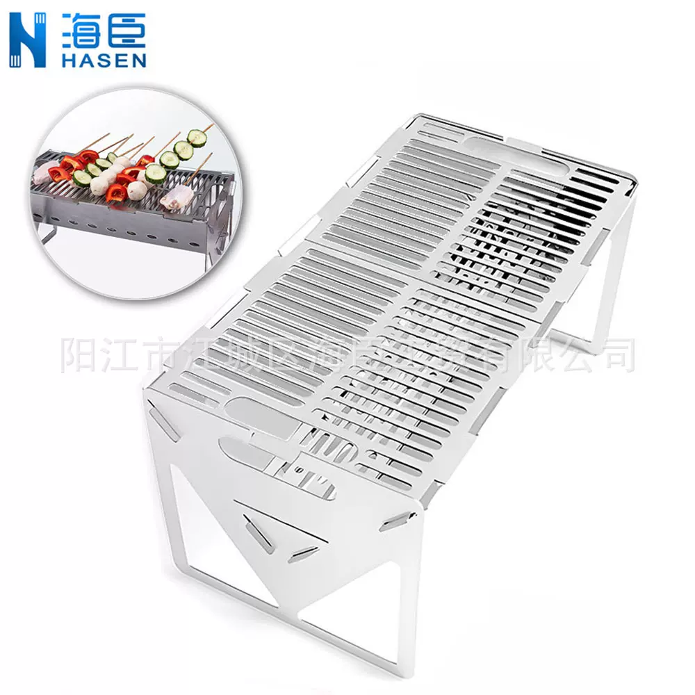 厂家便携式碳烤炉木炭烧烤炉430不锈钢篝火炉 portable bbq grill