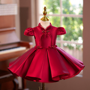 Flower Girl's Wedding Dress Girl's Princess Dress Children's Host Light Luxury Niche High-end Western Style Performance Dress