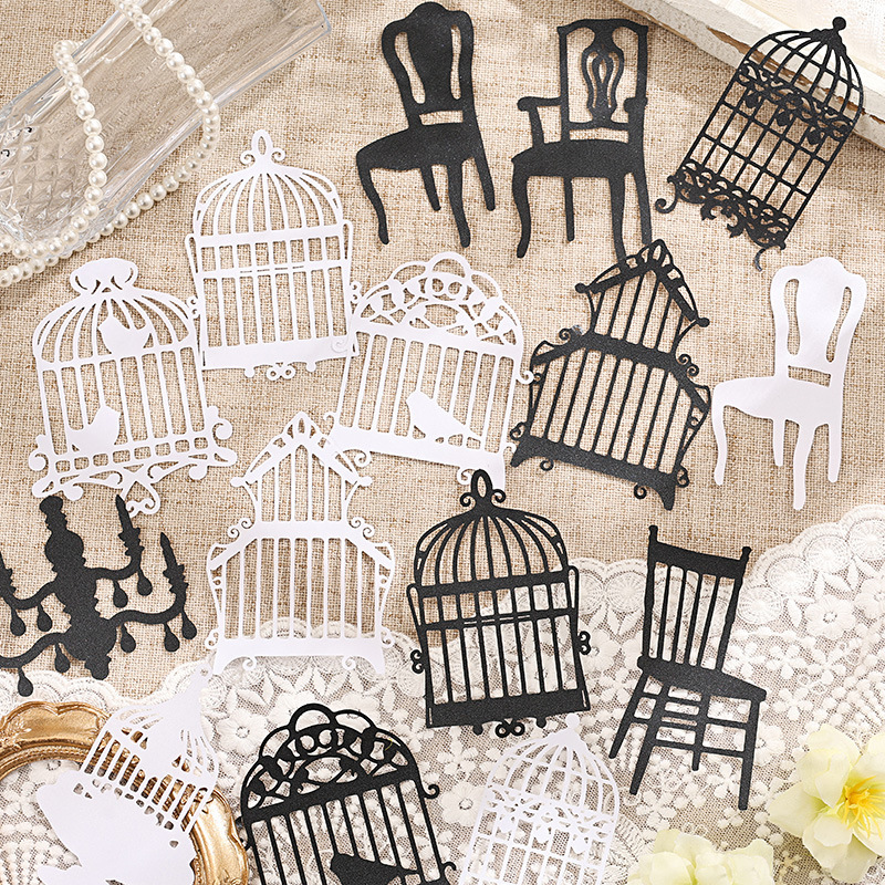 Silhueta flotante hueco perlada material de papel diy cuentas de mano material de decoración base transfronterizo retro encaje hueco papel