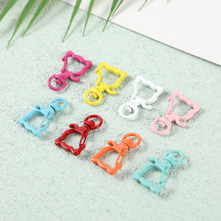 Spray paint color puppy head buckle head lobster buckle spring buckle shaped dog buckle diy key chain pendant jewelry accessories