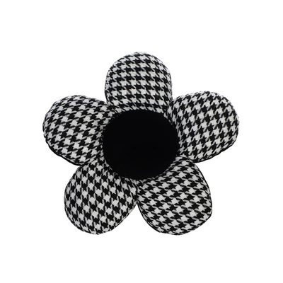 Cushion, High-End Houndstooth Car Seat — Seat cushion, seat cover - knitted-houndstooth-flower-headrest-black-core