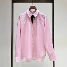 禾女装2026春季新款气质精纺领结系带翻领甜美风长袖衬衫上衣