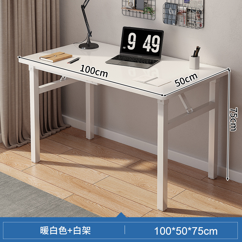 Mesa plegable rectangular, escritorio para computadora, puesto de color nogal, escritorio largo, escritorio de entrenamiento, escritorio simple para el hogar