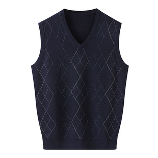 Autumn 2021 new men's plus size knitted vest men's fat V-neck knitted vest