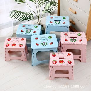 Folding Stool Thickened Portable Small Stool Cartoon Children's Stool Train Mazar Household Coffee Table Stool Outdoor Plastic Stool