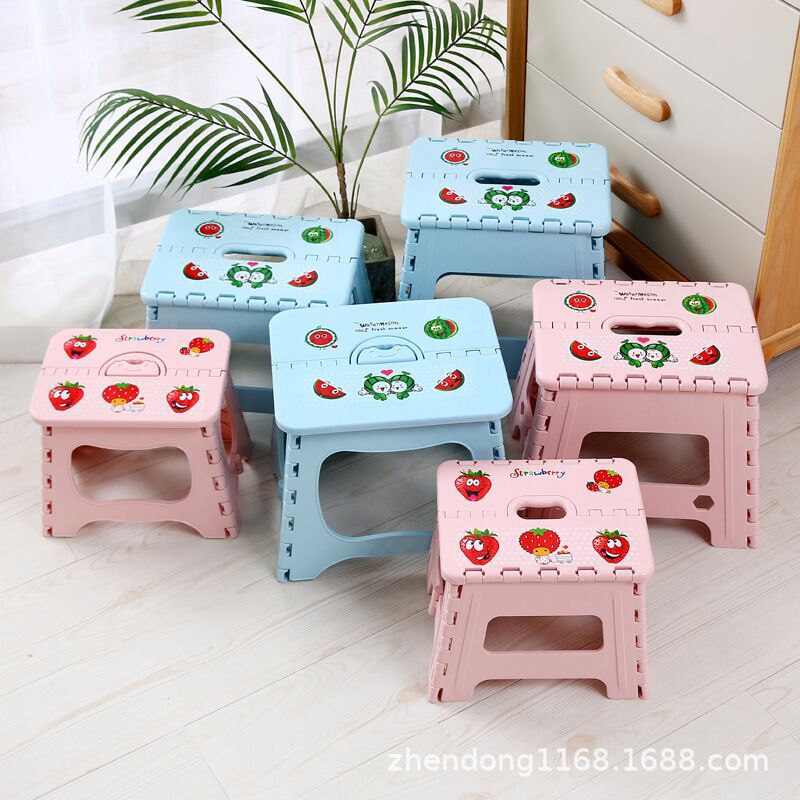 Folding Stool Thickened Portable Small Stool Cartoon Children's Stool Train Mazar Household Coffee Table Stool Outdoor Plastic Stool