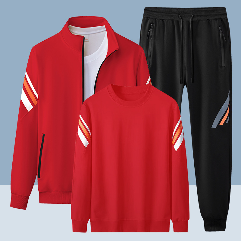 Otoño y invierno pareja de tres piezas juego de carreras deportivas casuales camisetas cardiganes chaqueta universal para hombres y mujeres