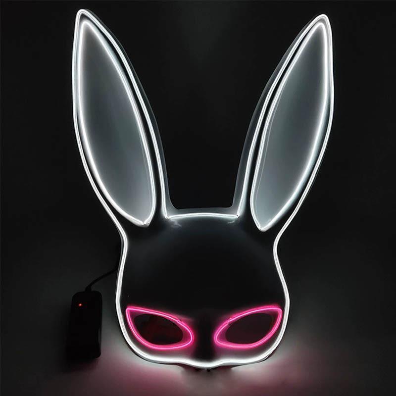 LED Bunny Girl Bar Show Bungee media cara máscara de conejo mascarada LED Halloween accesorios luminosos