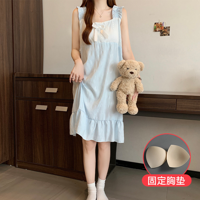 2025 nubes de verano falda de algodón arco en relieve vestido de dormir para mujeres estudiantes frescos armband ropa casera comercio exterior