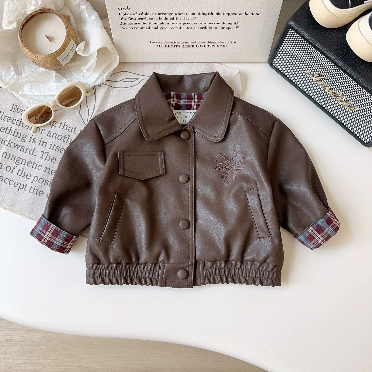 Short Autumn Faux-Leather Jacket, Unisex, Cropped Polyurethane Style