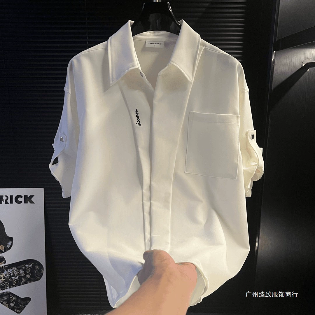 Летняя дизайнерская рубашка, slim fit, стиль высокого качества, тенденции сезона, корейский стиль