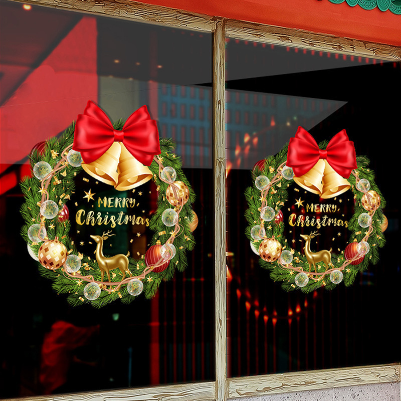 Christmas Decorations Atmosphere Shop Window Wreath Static Cling Glass Sticker Window Bell Sticker 2027 Christmas Decorations Atmosphere Shop Window Wreath Static Cling Glass Sticker Window Bell Sticker 2027