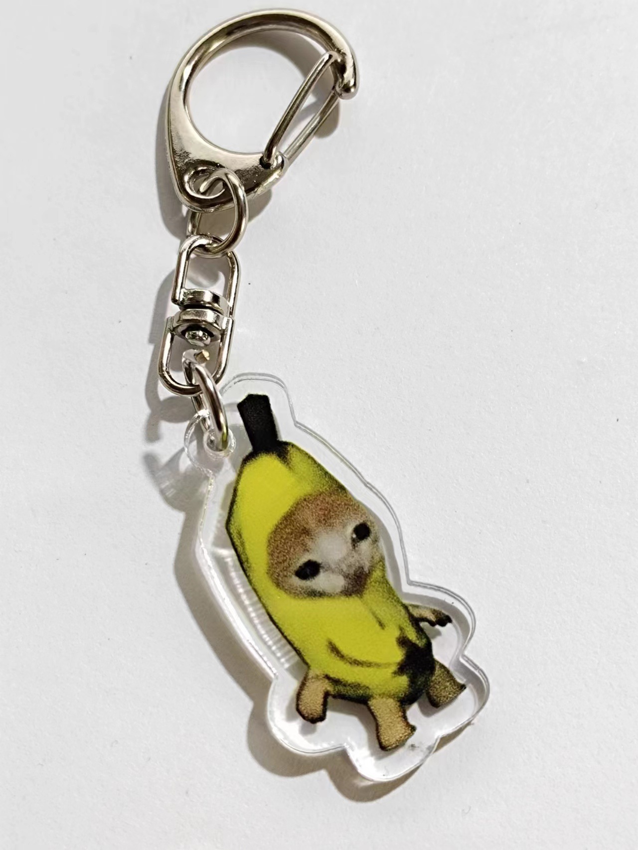 스탠드 바나나 고양이 3.5cm 열쇠 고리