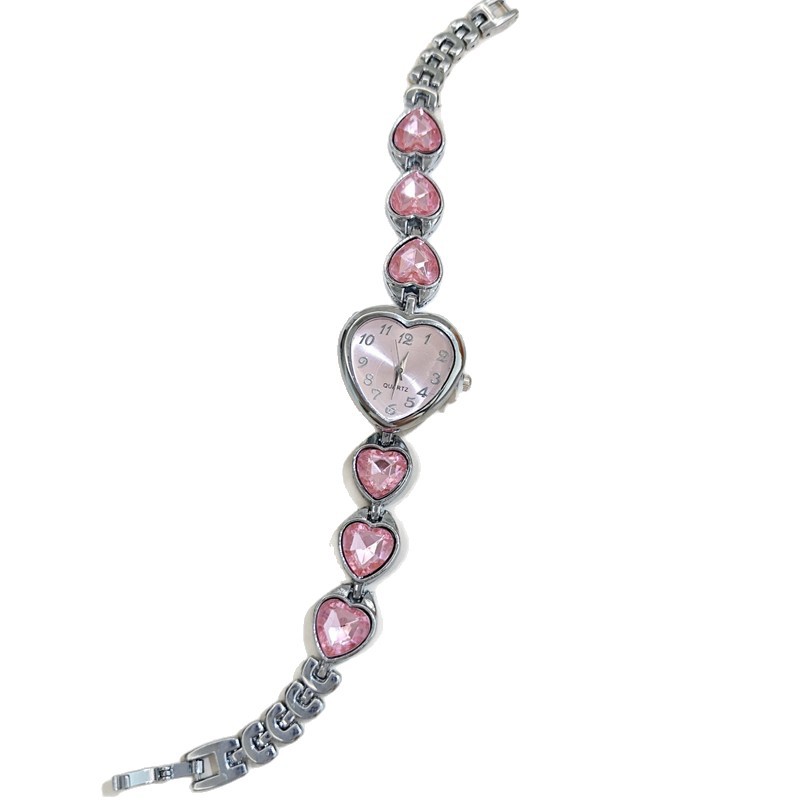 Cross-Border New Model High-End Heart-Shaped Diamond-Encrusted Women's Watch, Niche Fashion, High-Value Student Wristwatch, Bracelet, Women's Watch