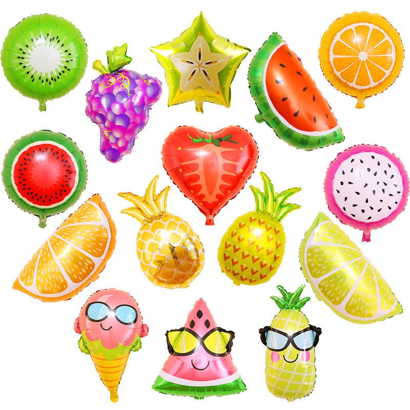 New stylish glasses fresh fruit ice cream pineapple watermelon lemon orange aluminum foil balloons cute fruit aluminum foil balloons