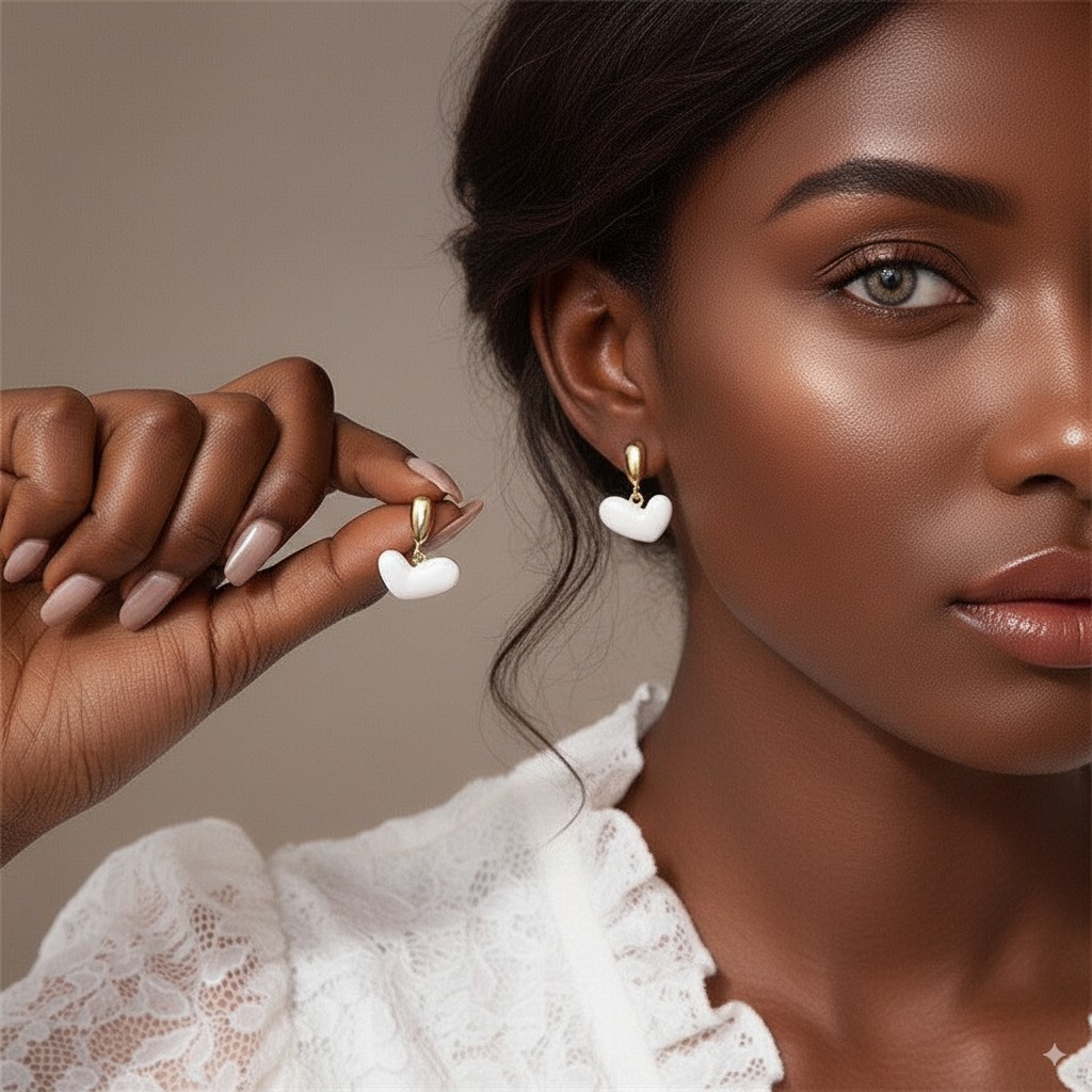 Heart-Shaped Oil Drop Earrings for Women, Simple Versatile Elegant Earrings, European and American Niche Design, High-End Earrings for Women